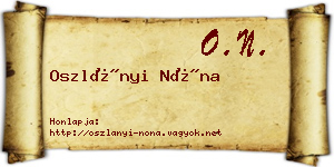 Oszlányi Nóna névjegykártya